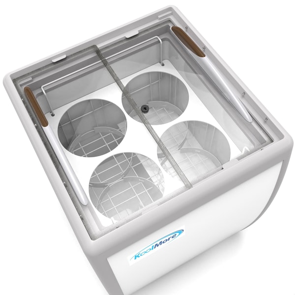 Koolmore 26 in. 4 Tub Ice Cream Dipping Cabinet Display Freezer with Sliding Glass Door, 6 cu. ft - KM-ICD-26SD