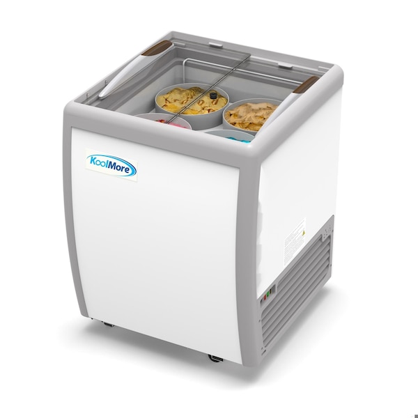 Koolmore 26 in. 4 Tub Ice Cream Dipping Cabinet Display Freezer with Sliding Glass Door, 6 cu. ft - KM-ICD-26SD