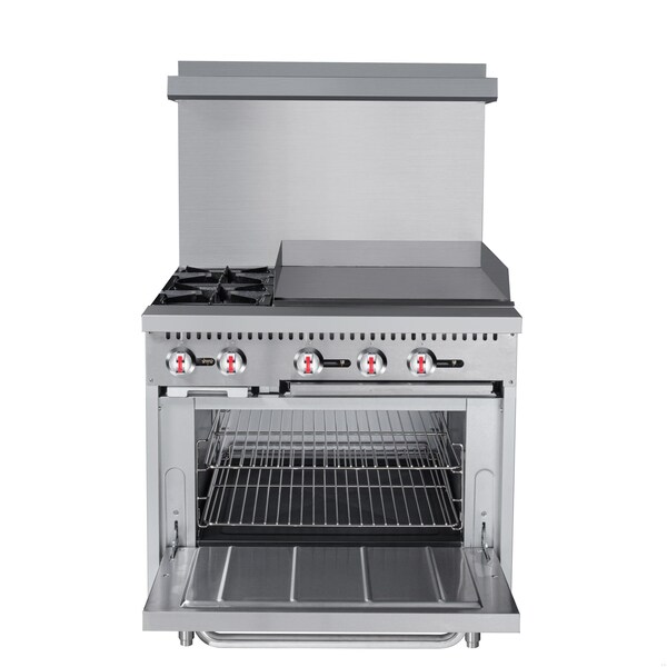 Koolmore 36 in. 2 Burner Commercial LP Range with 24 in. Griddle in Stainless-Steel - KM-CRG36-LP