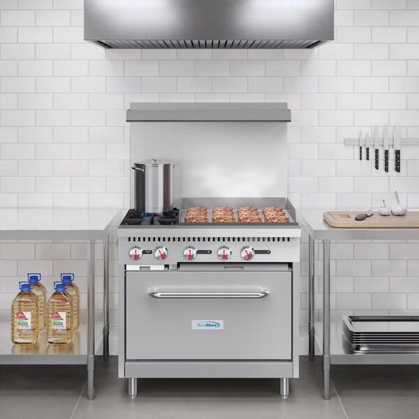 Koolmore 36 in. 2 Burner Commercial LP Range with 24 in. Griddle in Stainless-Steel - KM-CRG36-LP