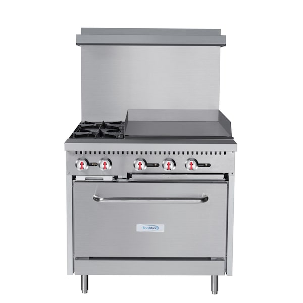 Koolmore 36 in. 2 Burner Commercial LP Range with 24 in. Griddle in Stainless-Steel - KM-CRG36-LP