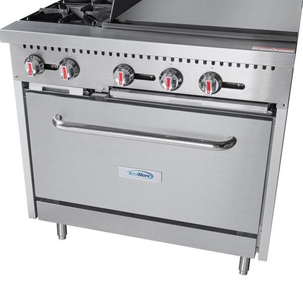 Koolmore 36 in. 2 Burner Commercial LP Range with 24 in. Griddle in Stainless-Steel - KM-CRG36-LP