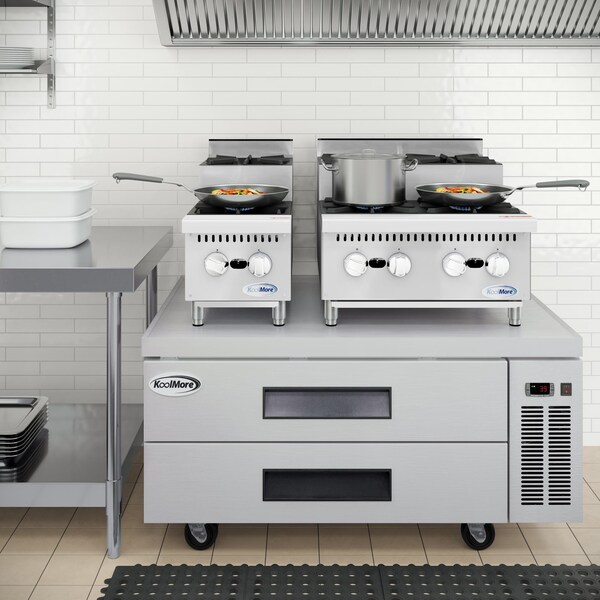 Koolmore 24 in. Commercial Four-Burner Step Up Range, 104000 BTU in Stainless-Steel - KM-CRSU-24
