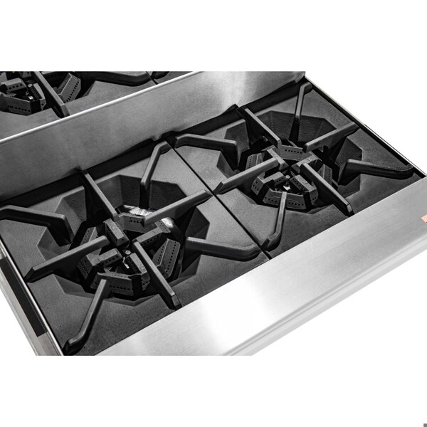 Koolmore 24 in. Commercial Four-Burner Step Up Range, 104000 BTU in Stainless-Steel - KM-CRSU-24
