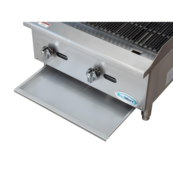 Koolmore 24 in. Commercial 2-Burner Natural Gas Charbroiler with 60,000 BTU in Stainless-Steel KM-GCB2-24M - KM-GCB2-24M