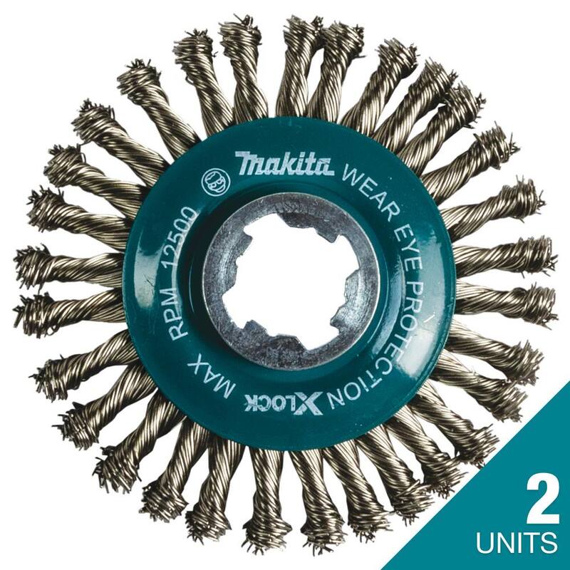 Sistema de cambio rápido X-Lock de Makita de 4-1/2 pulgadas para rueda de alambre retorcido de cuentas de cadena de acero inoxidable (2 ruedas) - D-72609X2