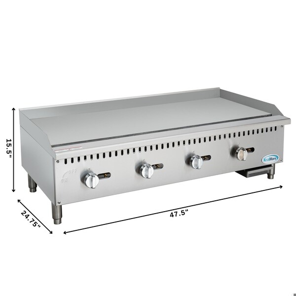 Koolmore 48 in. Natural Gas 4-Burner Griddle with 120,000 BTUs in Stainless-Steel KM-GG4-48M - KM-GG4-48M