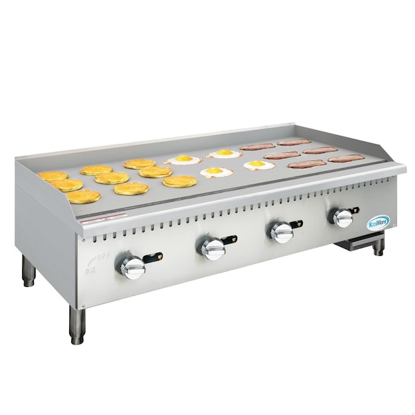 Koolmore 48 in. Natural Gas 4-Burner Griddle with 120,000 BTUs in Stainless-Steel KM-GG4-48M - KM-GG4-48M