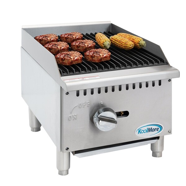 Koolmore 16 in. Commercial 1-Burner Natural Gas Charbroiler with 30,000 BTU in Stainless-Steel KM-GCB1-18M - KM-GCB1-18M