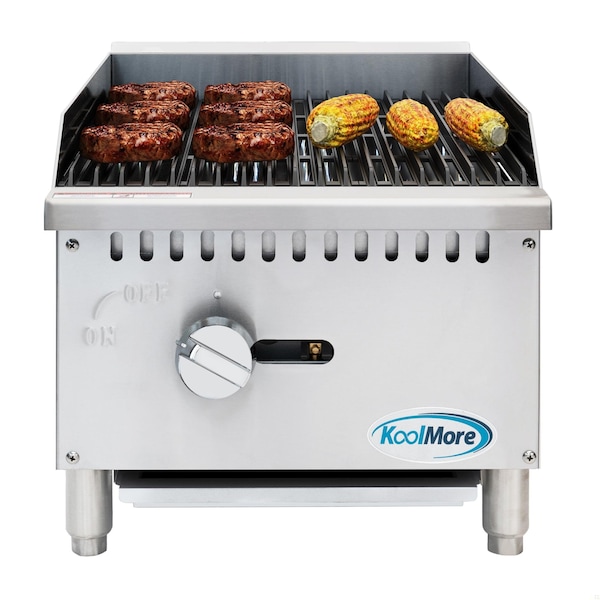 Koolmore 16 in. Commercial 1-Burner Natural Gas Charbroiler with 30,000 BTU in Stainless-Steel KM-GCB1-18M - KM-GCB1-18M