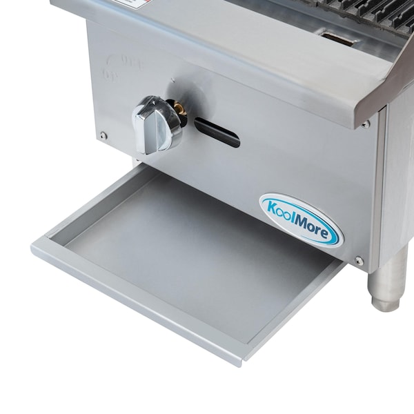 Koolmore 16 in. Commercial 1-Burner Natural Gas Charbroiler with 30,000 BTU in Stainless-Steel KM-GCB1-18M - KM-GCB1-18M