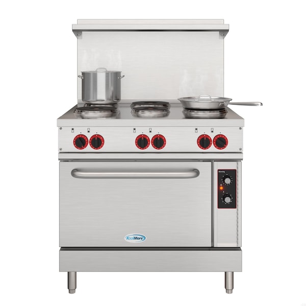 Koolmore 36 In. Commercial Electric Range with 6 Burners and 1 Standard Electric Oven - 208V 3 Phase - KM-CR36-E