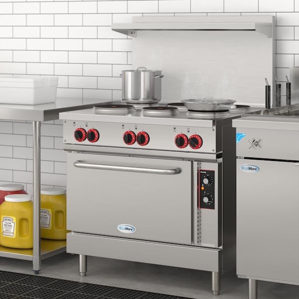 Koolmore 36 In. Commercial Electric Range with 6 Burners and 1 Standard Electric Oven - 208V 3 Phase - KM-CR36-E