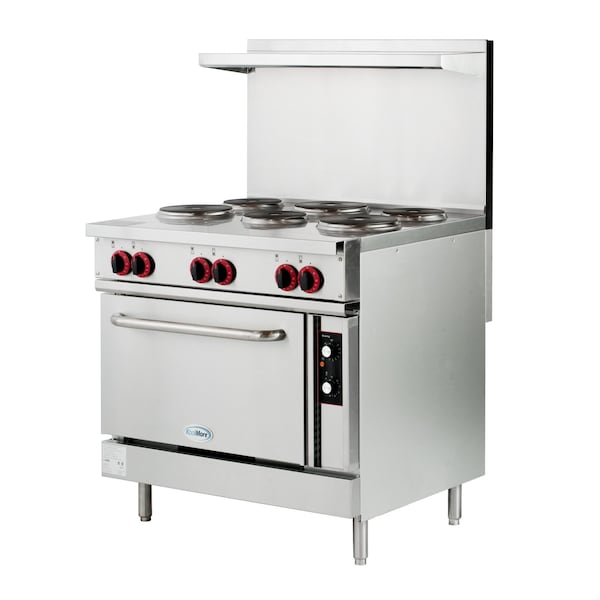 Koolmore 36 In. Commercial Electric Range with 6 Burners and 1 Standard Electric Oven - 208V 3 Phase - KM-CR36-E