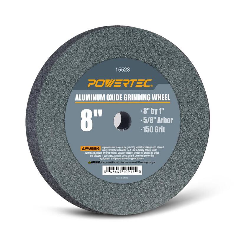 RUEDA DE AMOLAR DE ÓXIDO DE ALUMINIO DE 8 pulg. X 1 pulg. 150 GRANOS DE 5/8 pulg. ARBOR PARA MOLINILLO DE BANCO - 15523