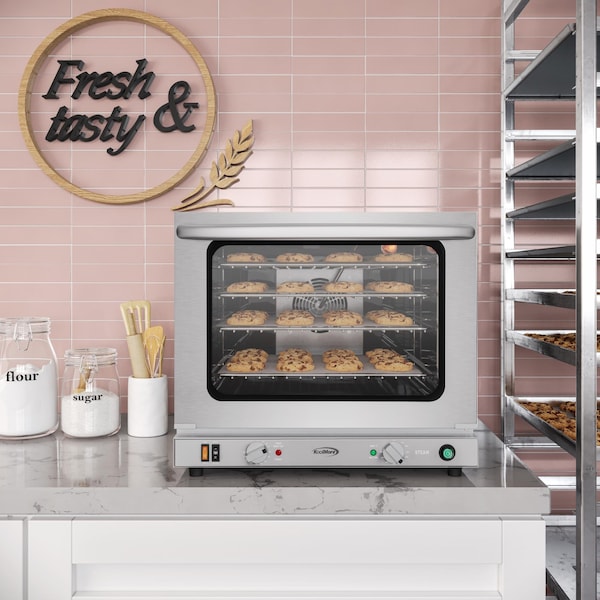 Koolmore 23 in. Countertop Convection Oven for Half-Size Pans w/ 4 Racks 2800W of Power and Steam Injection - KM-CTCO-23STI