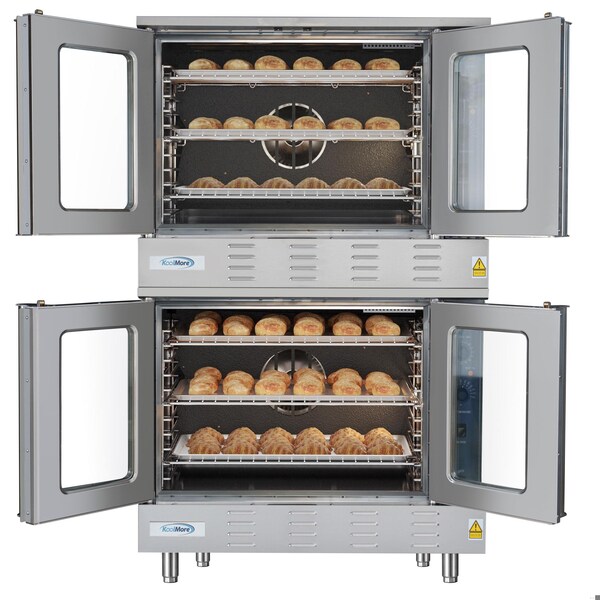 Koolmore 38 in. Full Size Double Commercial LP Convection Oven 108,000 BTU Total with Stacking Kit - KM-DCCO54-LP