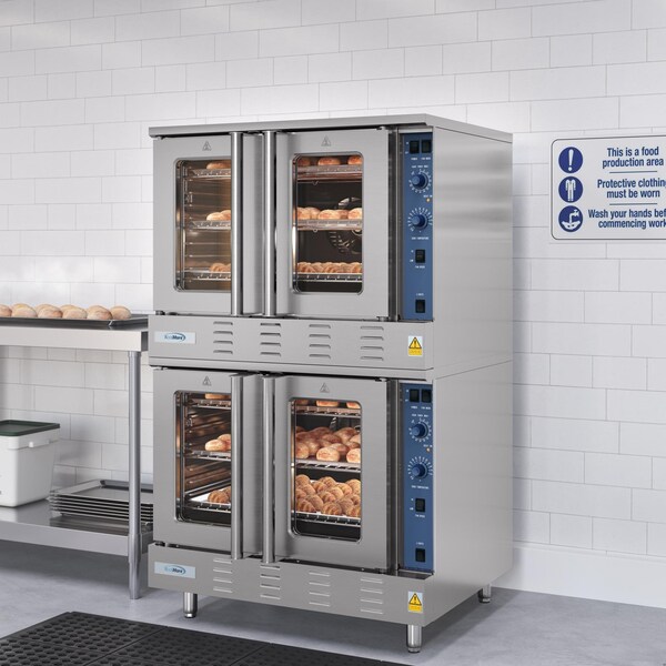 Koolmore 38 in. Full Size Double Commercial LP Convection Oven 108,000 BTU Total with Stacking Kit - KM-DCCO54-LP