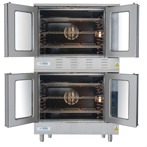 Koolmore 38 in. Full Size Double Commercial LP Convection Oven 108,000 BTU Total with Stacking Kit - KM-DCCO54-LP