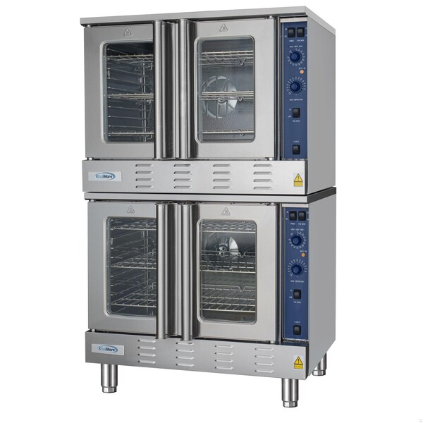 Koolmore 38 in. Full Size Double Commercial LP Convection Oven 108,000 BTU Total with Stacking Kit - KM-DCCO54-LP