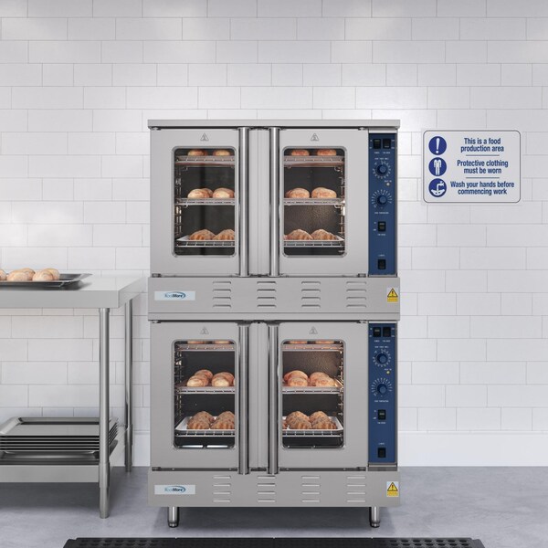 Koolmore 38 in. Full Size Double Commercial LP Convection Oven 108,000 BTU Total with Stacking Kit - KM-DCCO54-LP