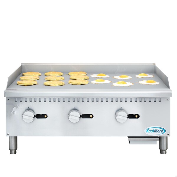 Koolmore 36 in. Natural Gas 3-Burner Griddle with 90,000 BTU in Stainless-Steel KM-GG3-36M - KM-GG3-36M