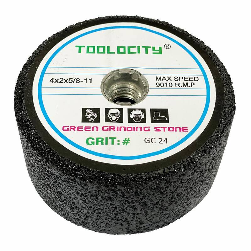 Piedras de rectificado verde de carburo de silicio de 4 pulgadas de Toolocity 5/8-11 Rosca para granito, mármol y cuarzo 60 granos (caja de 10) - GSB60G10