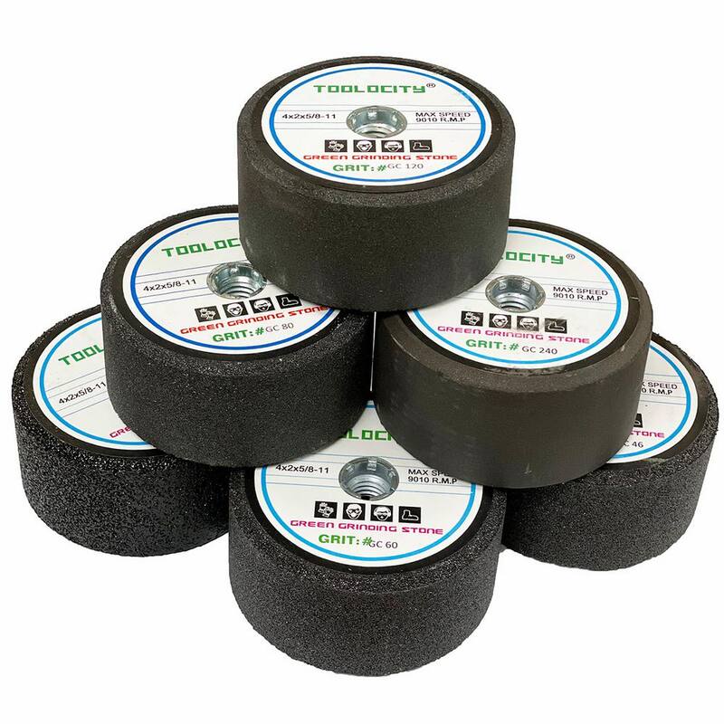 Piedras de rectificado verde de carburo de silicio de 4 pulgadas de Toolocity 5/8-11 Rosca para granito, mármol y cuarzo 60 granos (caja de 10) - GSB60G10