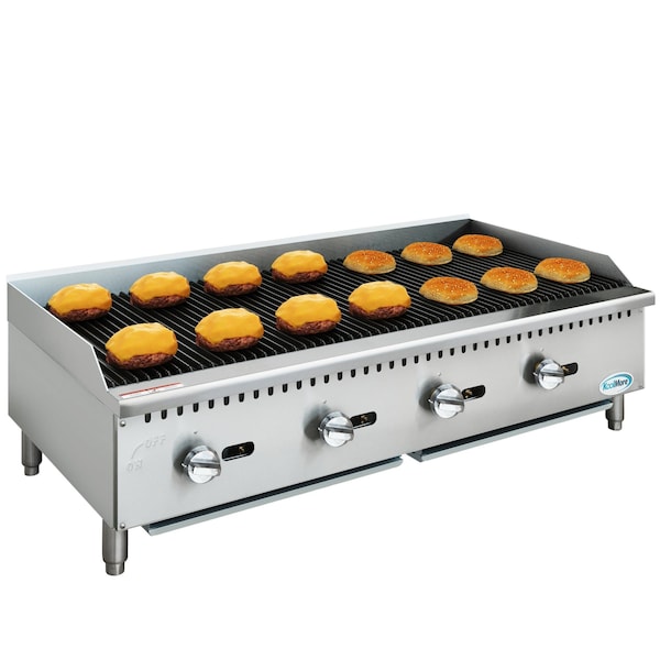 Koolmore 48 in. Commercial 4-Burner Natural Gas Charbroiler with 120,000 BTU in Stainless-Steel - KM-GCB4-48M