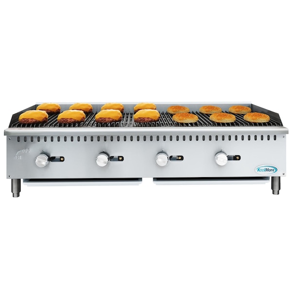 Koolmore 48 in. Commercial 4-Burner Natural Gas Charbroiler with 120,000 BTU in Stainless-Steel - KM-GCB4-48M