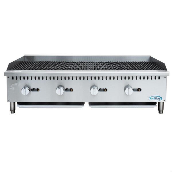 Koolmore 48 in. Commercial 4-Burner Natural Gas Charbroiler with 120,000 BTU in Stainless-Steel - KM-GCB4-48M