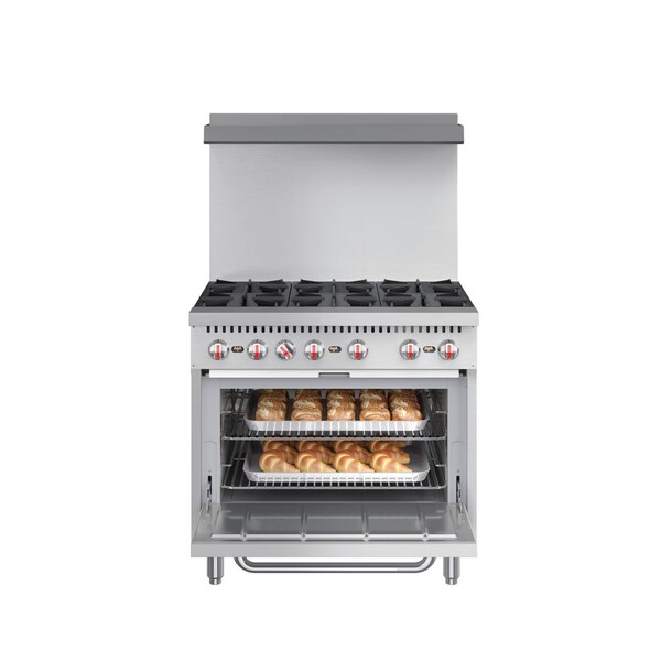 Koolmore 36 in. 6 Burner Commercial Natural Gas Range in Stainless-Steel - KM-CR36-NG