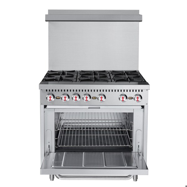 Koolmore 36 in. 6 Burner Commercial Natural Gas Range in Stainless-Steel - KM-CR36-NG