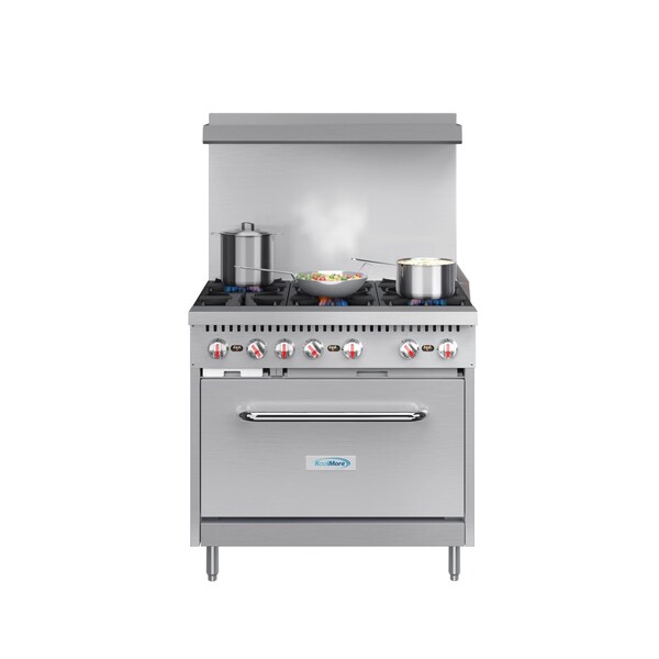 Koolmore 36 in. 6 Burner Commercial Natural Gas Range in Stainless-Steel - KM-CR36-NG