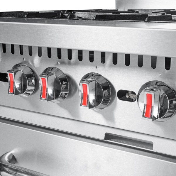 Koolmore 36 in. 6 Burner Commercial Natural Gas Range in Stainless-Steel - KM-CR36-NG