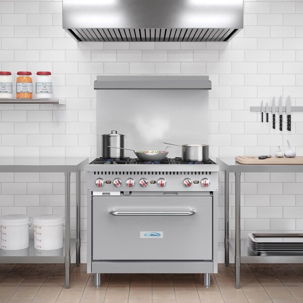 Koolmore 36 in. 6 Burner Commercial Liquid Propane Range in Stainless-Steel - KM-CR36-LP