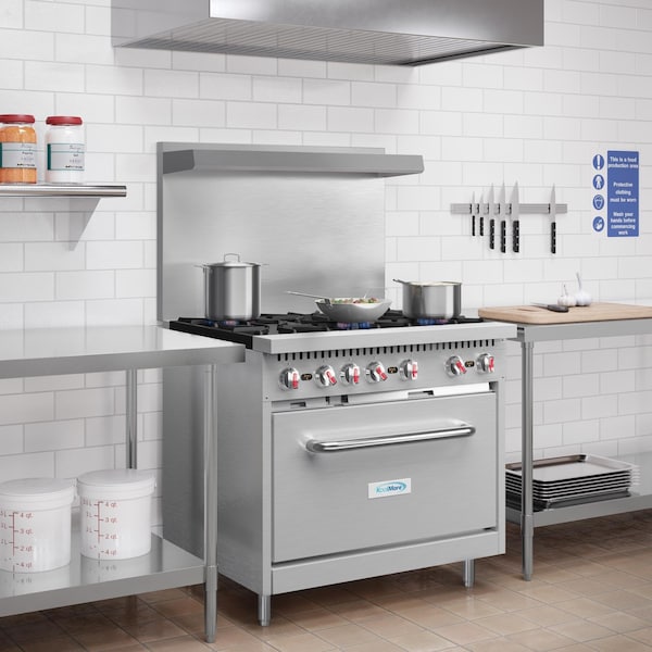 Koolmore 36 in. 6 Burner Commercial Liquid Propane Range in Stainless-Steel - KM-CR36-LP