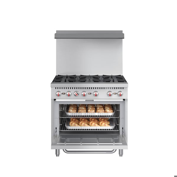 Koolmore 36 in. 6 Burner Commercial Liquid Propane Range in Stainless-Steel - KM-CR36-LP
