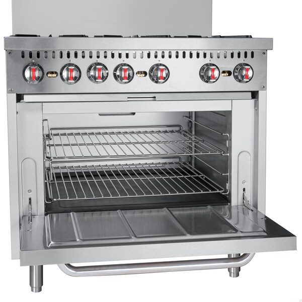 Koolmore 36 in. 6 Burner Commercial Liquid Propane Range in Stainless-Steel - KM-CR36-LP