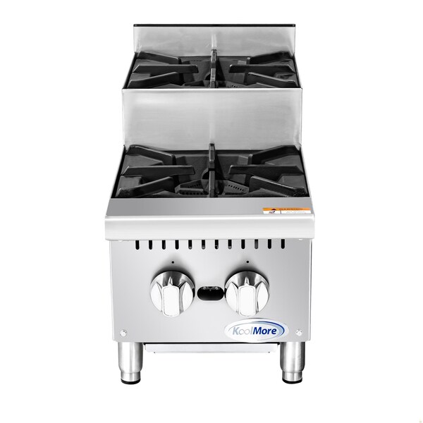 Koolmore 12 in. Two-Burner Commercial Step Up Range, 52000 BTU in Stainless-Steel - KM-CRSU-12