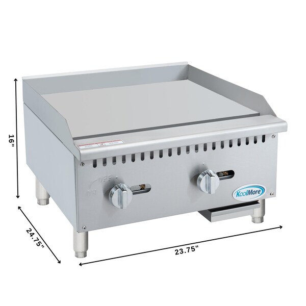 Koolmore 24 in. Natural Gas 2-Burner Griddle with 60,000 BTU in Stainless-Steel KM-GG2-24M - KM-GG2-24M