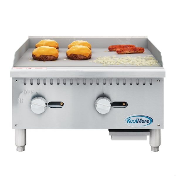 Koolmore 24 in. Natural Gas 2-Burner Griddle with 60,000 BTU in Stainless-Steel KM-GG2-24M - KM-GG2-24M