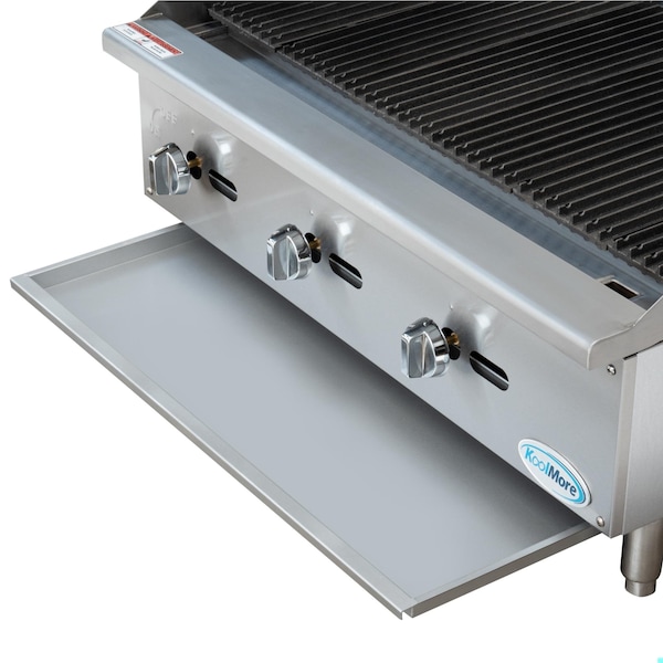 Koolmore 36 in. Commercial 3-Burner Natural Gas Charbroiler with 90,000 BTU in Stainless-Steel KM-GCB3-36M - KM-GCB3-36M