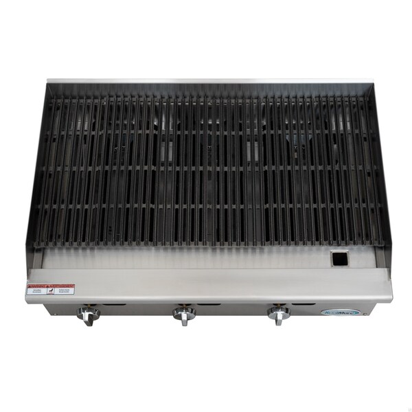 Koolmore 36 in. Commercial 3-Burner Natural Gas Charbroiler with 90,000 BTU in Stainless-Steel KM-GCB3-36M - KM-GCB3-36M