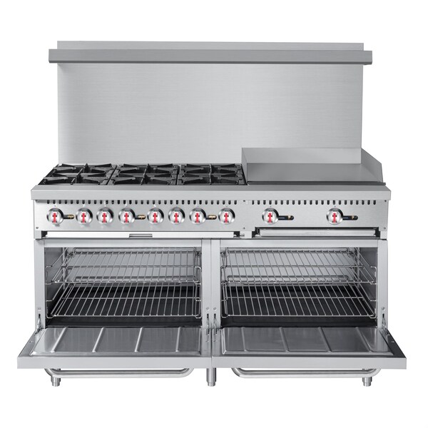 Koolmore 60 in. 6 Burner Commercial Natural Gas Range with 24 in. Griddle in Stainless-Steel - KM-CRG60-NG