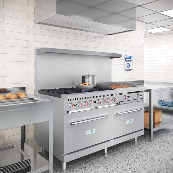 Koolmore 60 in. 6 Burner Commercial Natural Gas Range with 24 in. Griddle in Stainless-Steel - KM-CRG60-NG