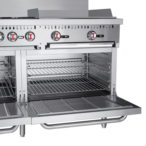 Koolmore 60 in. 6 Burner Commercial Natural Gas Range with 24 in. Griddle in Stainless-Steel - KM-CRG60-NG