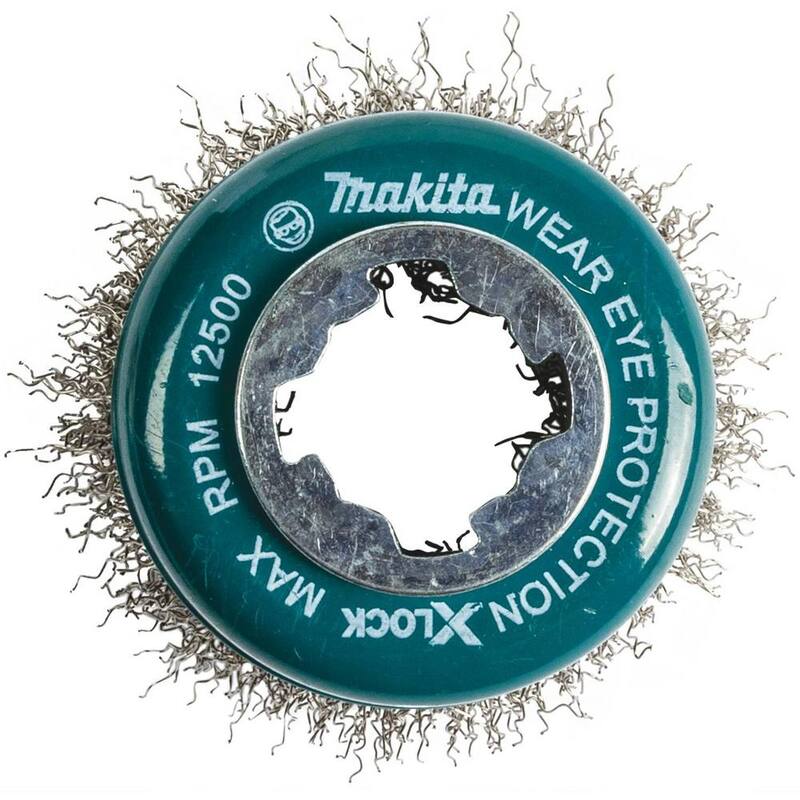 Sistema de cambio rápido X-Lock de Makita 3 in. Cepillo de alambre con copa de acero inoxidable crimpado - D-72584