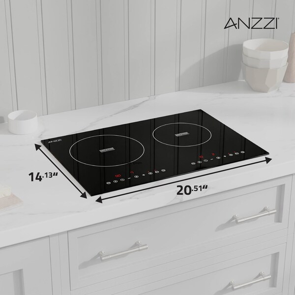 Anzzi 20in Induction Cooktop in Black, 2 Zones, Auto Shut-Off & Child Safety Lock - AZ-CKTID01
