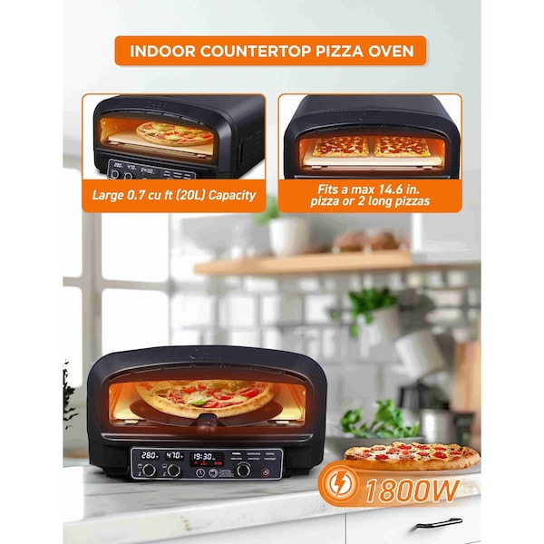 Commercial Chef Indoor Electric Pizza Oven, 1800W Countertop Oven with 0.7 cu. ft. Capacity - CHPOV14B